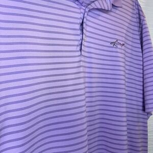 Greg Norman Golf Polo Shirt Striped Short Sleeve Athletic Purple‎ Size L